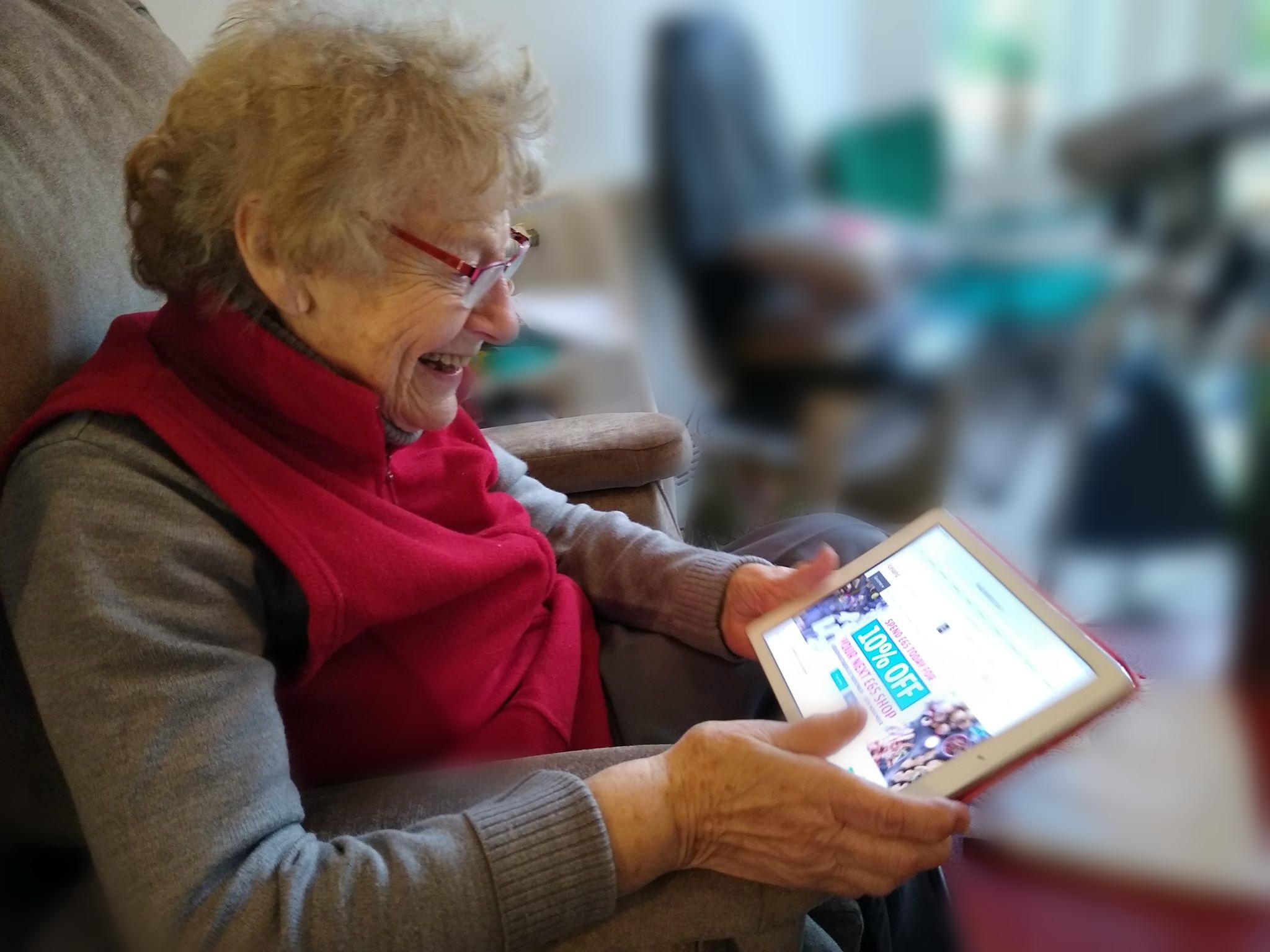 Older Tenant with Ipad