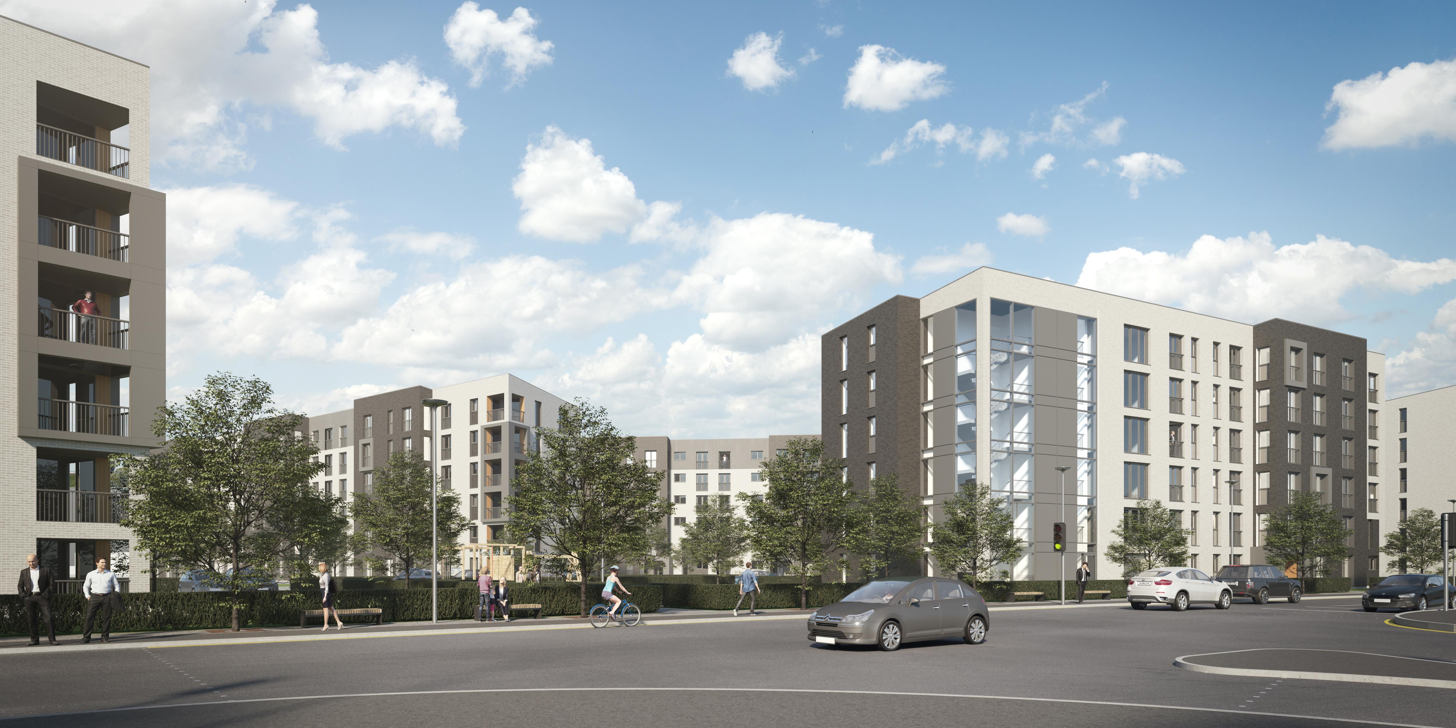 Artist impression of new homes at Dalmarnock